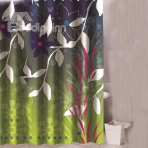 New Arrival Graceful Leaves Printing Polyester Shower Curtain