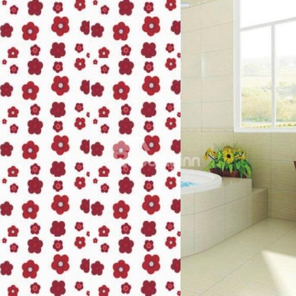 New Arrival Lovely Red Flowers Printing Shower Curtain