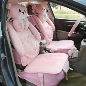 Cute Bear with Solid Color Ice Silk Car Seat Cover