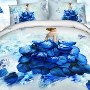 Amazing Rose and Diamond Dress Print 100% Cotton 3D Duvet Cover Sets