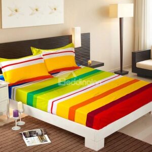 Quality Fancy Rainbow Like Stripe Pattern Fitted Sheet