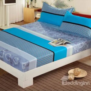 Quality Flower and Stripe Pattern Fitted Sheet
