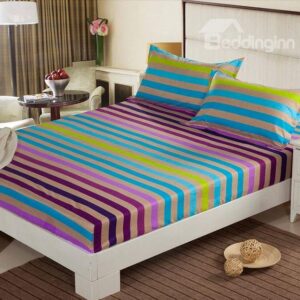 Fancy Adorable Colorful Stripe Pattern Fitted Sheet