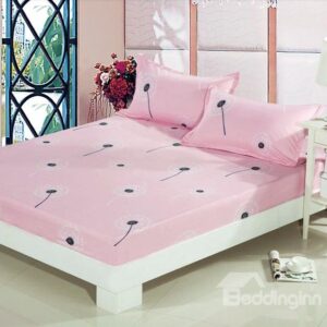 Adorable Dandelion Print Pink Full Cotton Fitted Sheet