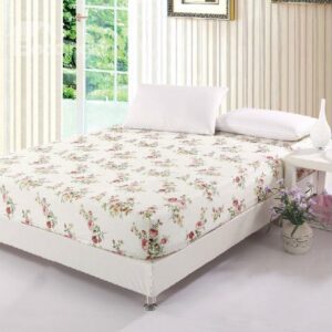 Quality Delicate Charming Colorful Flowers Print Fitted Sheet