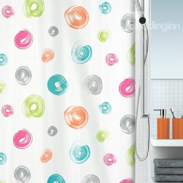 New Arrival Pretty Colorful Circles Printing Shower Curtain