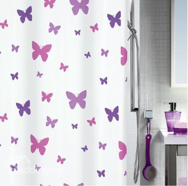 New Arrival Elegant Butterflies Printing Shower Curtain