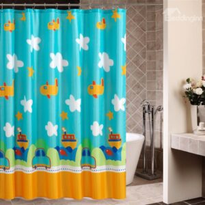 New Arrival Cartoon Planes And Cars Printing Shower Curtain