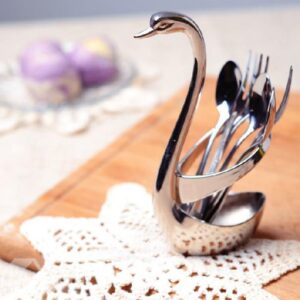 New Arrival Elegant Swan Design Metal Flatware Caddy