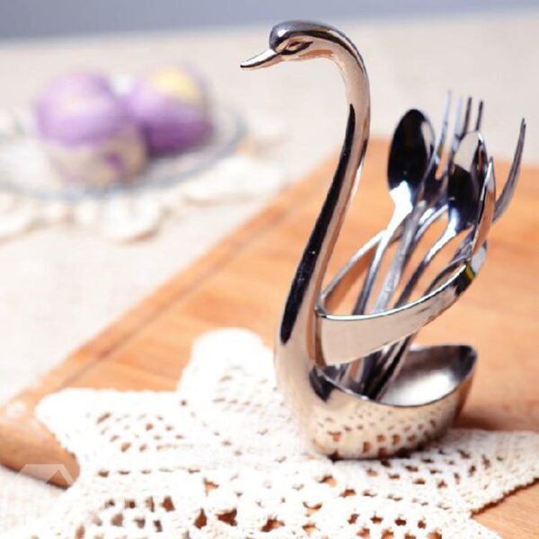 New Arrival Elegant Swan Design Metal Flatware Caddy