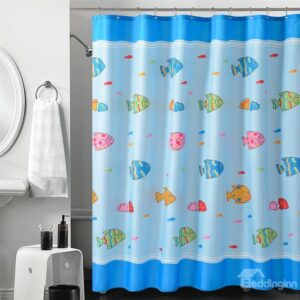 New Arrival Cartoon Ocean Fishes Printing Shower Curtain