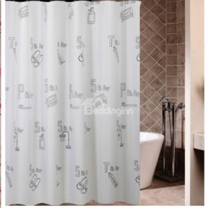 New Style Unique Cartoon Alphabet Printing Shower Curtain