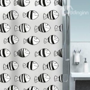 Hot Selling Cartoon Cute Fishes Printing Shower Curtain