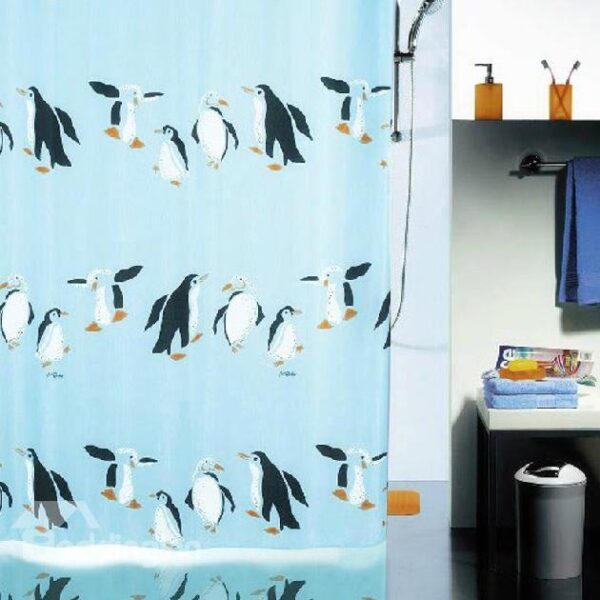 New Arrival Fabulous Cartoon Penguin Printing Shower Curtain