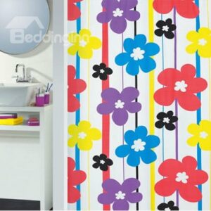 High Quality Colorful Fabulous Flora Printing Shower Curtain