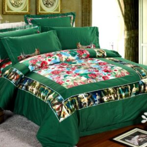 Classical Flower Pattern with Mysterious Border Print Cotton Duvet Cover Sets