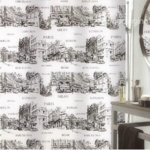 New Style Fashion Urban Landmark Printing Shower Curtain