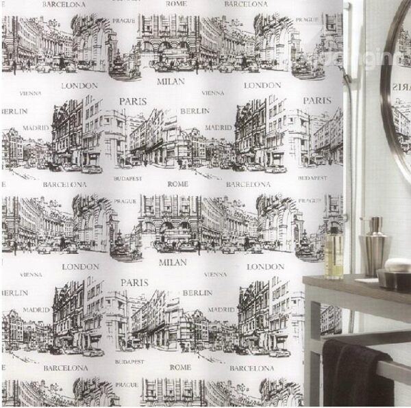 New Style Fashion Urban Landmark Printing Shower Curtain