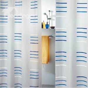 New Arrival Blue And White Stripe Design Shower Curtain