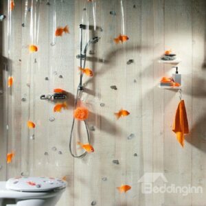 High Quality Hyaline Pretty Goldfish Printing Shower Curtain