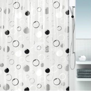 High Quality Black White Gray Bubble Pattern Shower Curtain