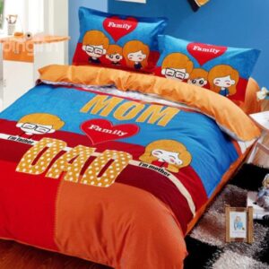 MOM and Dad Print 4-Piece Family Cotton Duvet Cover Sets