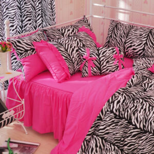 Charming Pink Zebra Pattern4-Piece Cotton Duvet Cover Sets