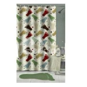 High Quality Fashion Colorful Footprint Shower Curtain