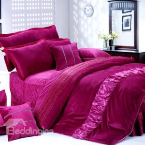 Luxury Court Style 4-Piece Coral Fleece Bed in a Bag Sets