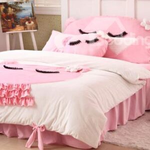 Beautiful Cat Trim Floral Pattern 4-Piece Princess Duvet Cover Sets