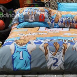 Street Basketball Print 3-Piece Cotton Duvet Cover Sets