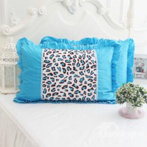 Quality Enchanting Blue Leopard Lacey Style Pillowcase