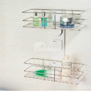 New Arrival Unique Stainless Steel Double Layers Wall Mounted Bathroom Shelf
