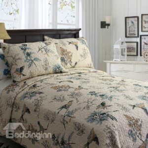 Hot Sell Beautiful Birds on Branch Print Bed in a Bag Set