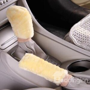 Super Soft Yellow Color Short Fluffy Hand Brake Cover