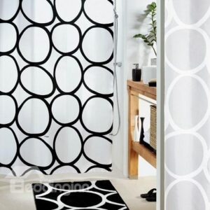 High Quality Fashion Black Ellipse Pattern Shower Curtain