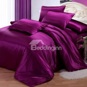 Second Skin Pure Purple 4-Piece Silk Duvet Cover Sets