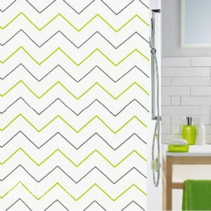 High Quality Fashion Black And Green Polygonal Line Polyester Shower Curtain