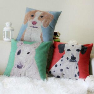 Quality Cute Dog Pattern Linen Throw Pillow