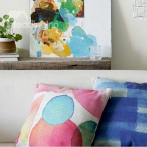 Wonderful Abstract Style Watercolor Linen Throw Pillow