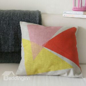 Wonderful Colorful Triangle Pattern Linen Throw Pillow