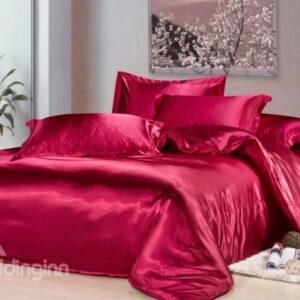 Luxury Bright Red 4-Piece Duvet Cover Sets