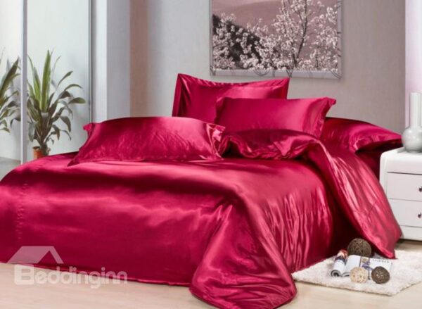 Luxury Bright Red 4-Piece Duvet Cover Sets