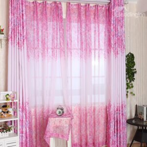 New Arrival Attractive Elegant Pink Floral Pattern Custom Sheer Curtain