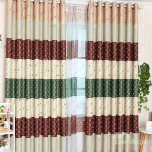 Fashion English Letters Pattern Grommet Top Two-piece Custom Curtain