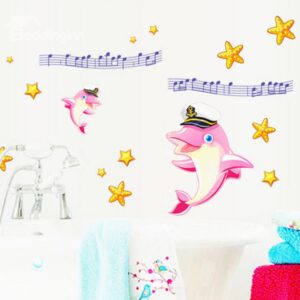 New Arrival Amazing Dolphins and Musical Notes Wall Stickers
