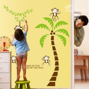 New Arrival Lovely Monkey and Coconut Tree Wall Stickers