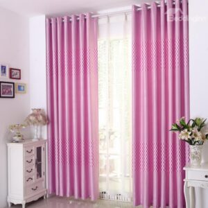 Super Elegant Solid Color with Checker Grommet Top Custom Curtain
