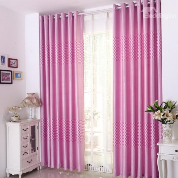 Super Elegant Solid Color with Checker Grommet Top Custom Curtain