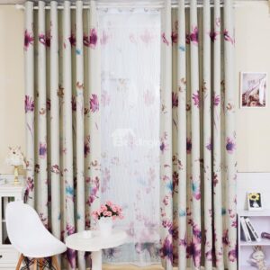 Concise and Elegant with Chrysanthemum Grommet Top Custom Curtain